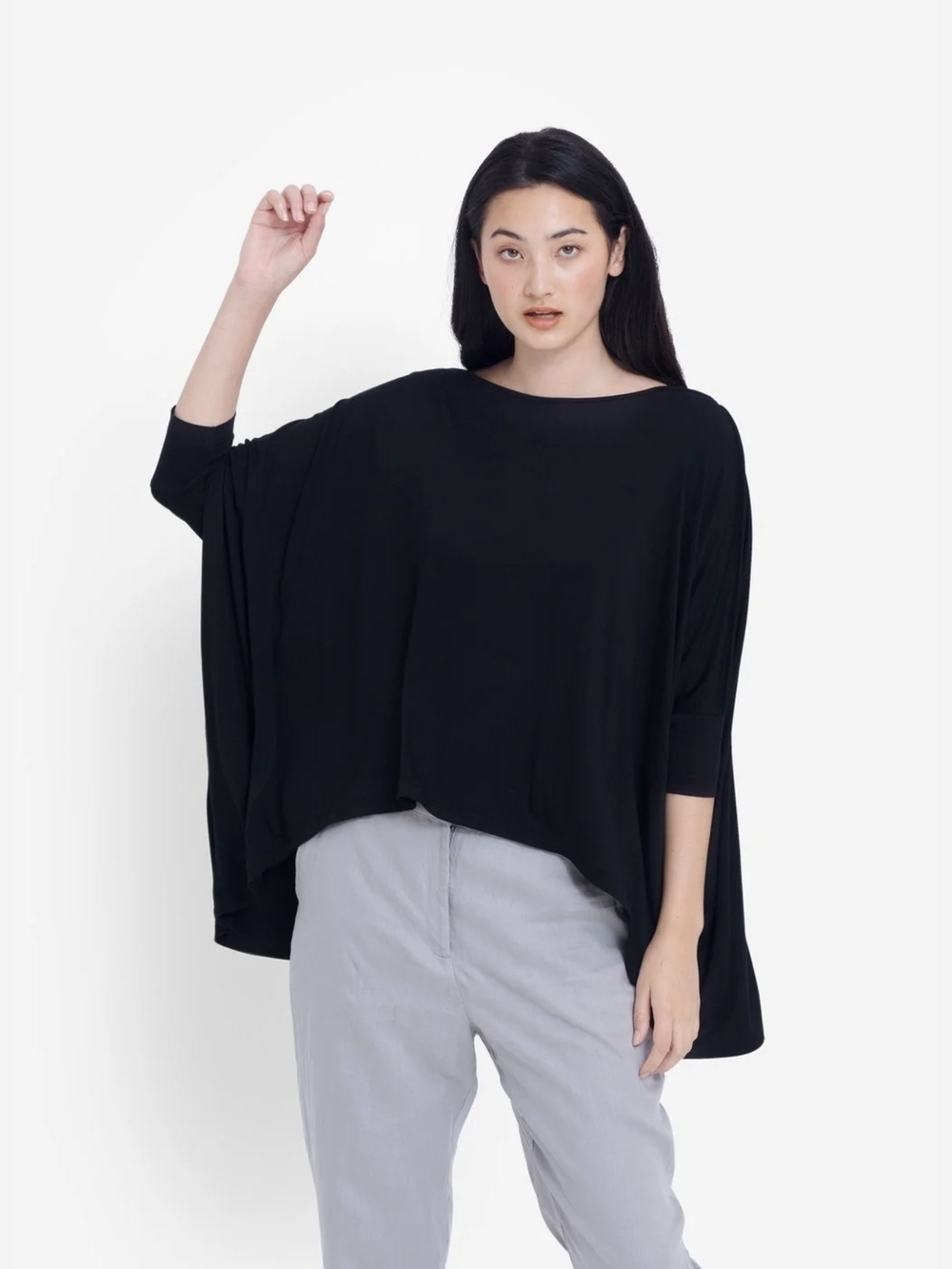 $30 ELK the Label Size M/L - Black Wide Metallic Stretch Shimmer Knit Top - Picture 5 of 7